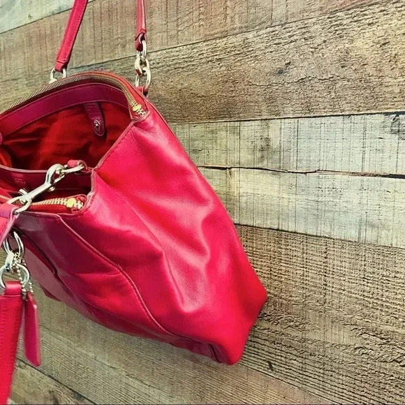 Coach Red Leather Large Christie Carryall Tote - Picture 5 of 14